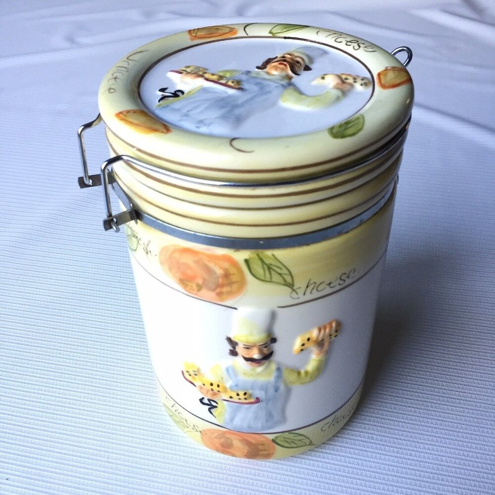 Home Essentials Cookie Jar Kitchen Canister Paris French Chef Decor Cheese Lover